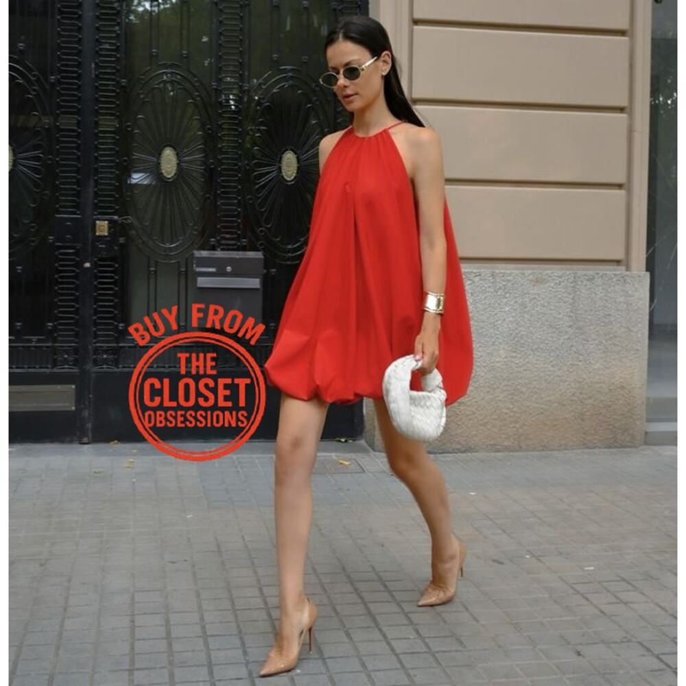 ZARA Red Halter Balloon Mini Dress NWT Blogger Favorite - Picture 11 of 16